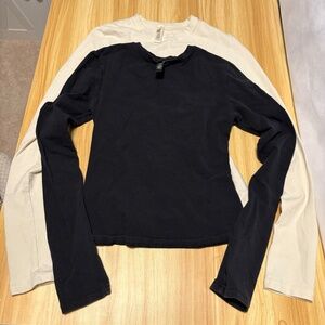 SKIMS long sleeve Cropped Shirts Size Small Bundle of TWO Black and White